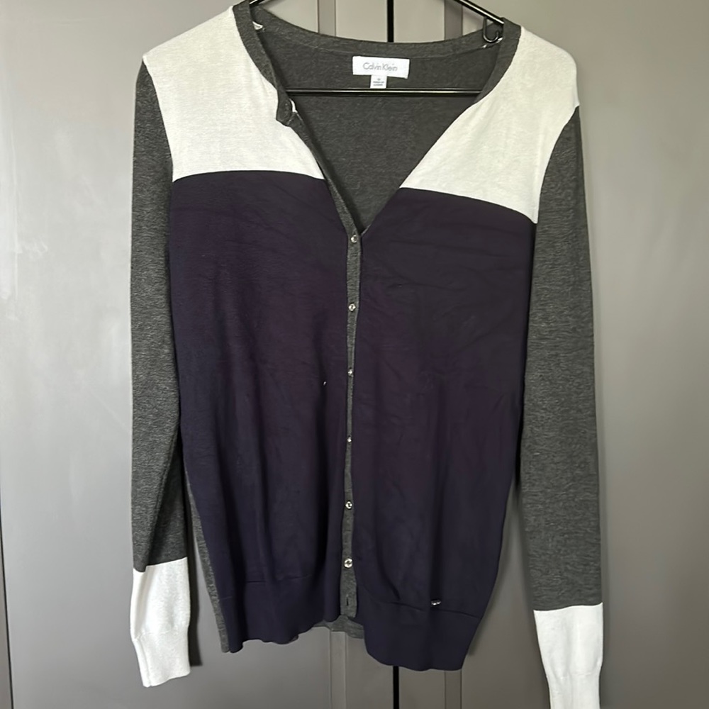 Calvin Klein Sweater - Size S - Navy/Grey/White